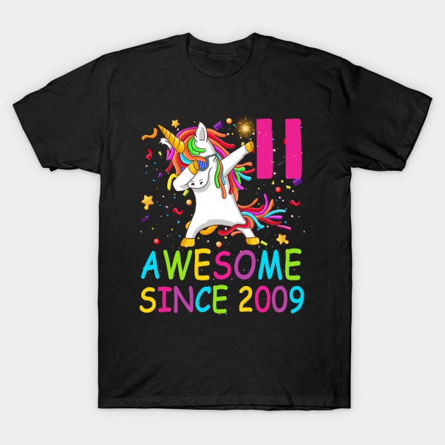 Kids 11 Years Old 11th Birthday Unicorn Dabbing Girl Party T-Shirt by Phuc Son R&T